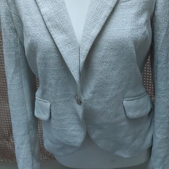 BELLE VERE off white suit blazer long sleeves button fake pockets size S - Picture 3 of 9